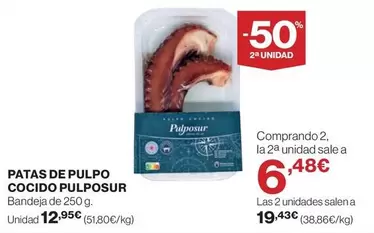 Oferta de Pulposur - Patas De Pulpo Cocido  por 12,95€ en Supercor Exprés