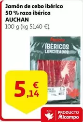 Oferta de Auchan - Jamón De Cebo Ibérico 50% Raza Ibérica por 5,14€ en Alcampo