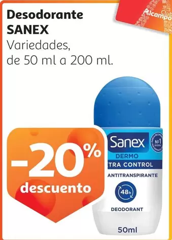 Oferta de Sanex - Desodorante en Alcampo