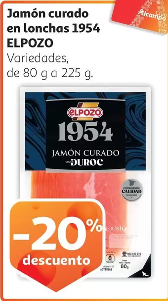 Oferta de Elpozo - Jamón Curado En Lonchas 1954 en Alcampo