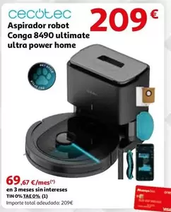 Oferta de Cecotec - Aspirador Robot Conga 8490 Ultimate Ultra Power Home por 209€ en Alcampo