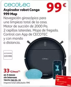 Oferta de Cecotec - Aspirador Robot Conga 999 Map por 99€ en Alcampo