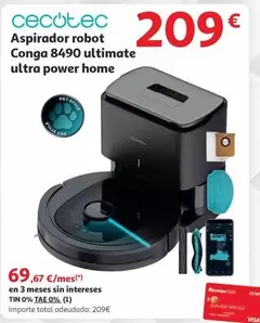 Oferta de Cecotec - Aspirador Robot Conga 8490 Ultimate Ultra Power Home por 209€ en Alcampo