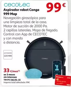 Oferta de Cecotec - Aspirador Robot Conga 999 Map por 99€ en Alcampo