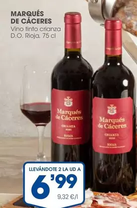 Oferta de Marqués de Cáceres - Vino Tinto Crianza D.o. Rioja por 6,99€ en Supermercados Plaza