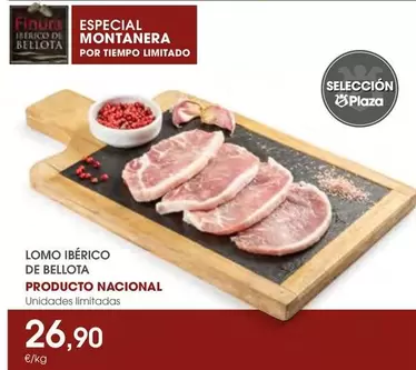 Oferta de Finura - Lomo Iberico De Bellota Producto Nacional por 26,9€ en Supermercados Plaza