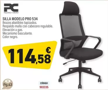 Oferta de Silla Modelo Pro 534 por 114,58€ en Carlin