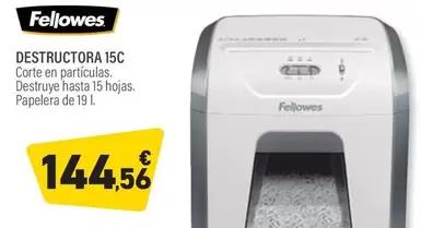 Oferta de Fellowes - Destructora 15c por 144,56€ en Carlin
