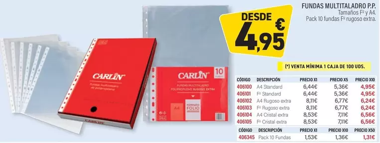 Oferta de Fundas Multitalardo P.P. por 4,95€ en Carlin