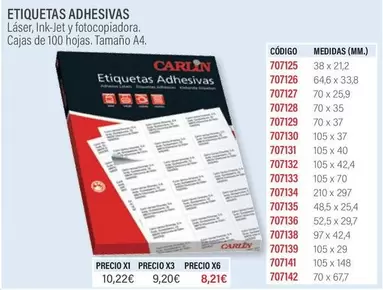 Oferta de Carlin - Etiquetas Adhesivas por 10,22€ en Carlin