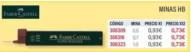 Oferta de Faber Castell - Minas HB por 0,73€ en Carlin