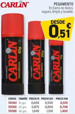 Oferta de Carlin - Pegamento por 0,51€ en Carlin