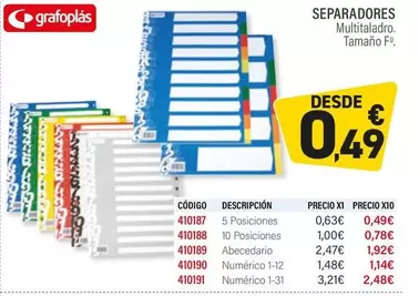 Oferta de Separadores por 0,49€ en Carlin