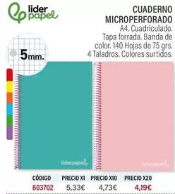 Oferta de Cuaderno Microperforado por 4,19€ en Carlin