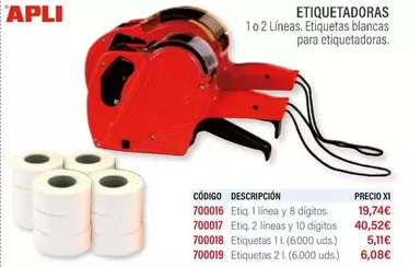 Oferta de Apli - Etiquetasdoras por 5,11€ en Carlin