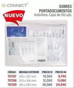 Oferta de Q-Connect - Sobres Portadocumentos por 9,74€ en Carlin