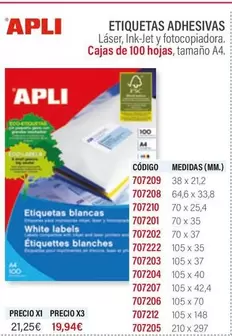 Oferta de Apli - Etiquetas Adhesivas por 19,94€ en Carlin
