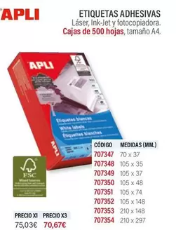 Oferta de Apli - Etiquetas Adhesivas por 70,67€ en Carlin