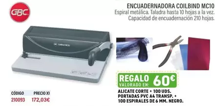 Oferta de Encuadernadora Colibind Mc10 por 172,03€ en Carlin