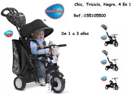 Oferta de Chic, Triciclo, Negro, 4 En 1 en Jugueterías Lifer