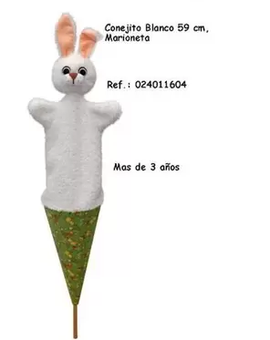 Oferta de Blanco - Conejito  59 Cm, Marioneta en Jugueterías Lifer