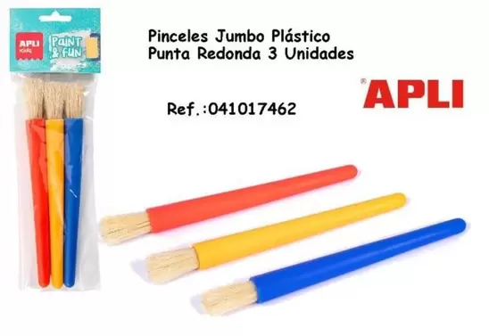 Oferta de Apli - Pinceles Jumbo Plástico Punta Redonda 3 Unidades en Jugueterías Lifer