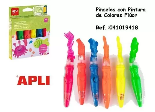 Oferta de Apli - Pinceles con Pintura de Colores Fluor en Jugueterías Lifer