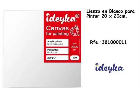 Oferta de Blanco - Lienzo En  Para Pintar 20 X 20cm en Jugueterías Lifer