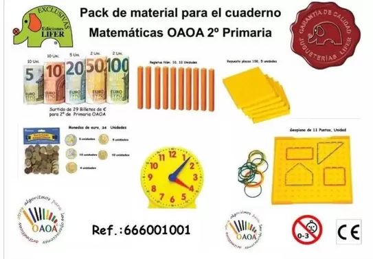 Oferta de Unide - Pack de material para el cuaderno Matemáticas OAOA 2° Primaria en Jugueterías Lifer