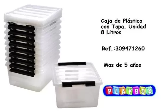 Oferta de Mas - Caja De Plástico Con Tapa, Unidad 8 Litros en Jugueterías Lifer