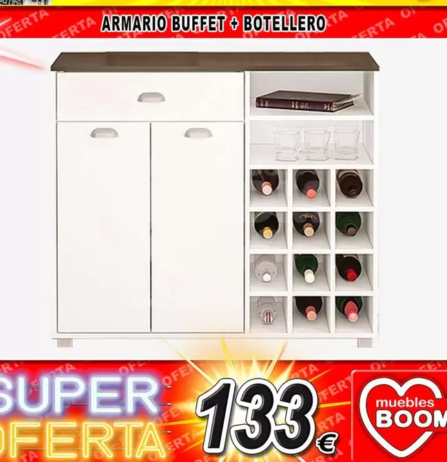 Oferta de Armario Buffet + Botellero por 133€ en Muebles Boom