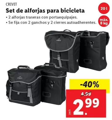 Oferta de Crivit - Set De Alforjas Para Bicicleta por 2,99€ en FACTORI discount