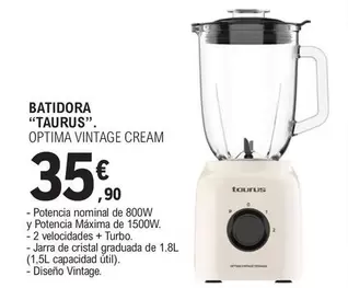 Oferta de Taurus - Batidora OPTIMA VINTAGE CREAM por 35,9€ en E.Leclerc