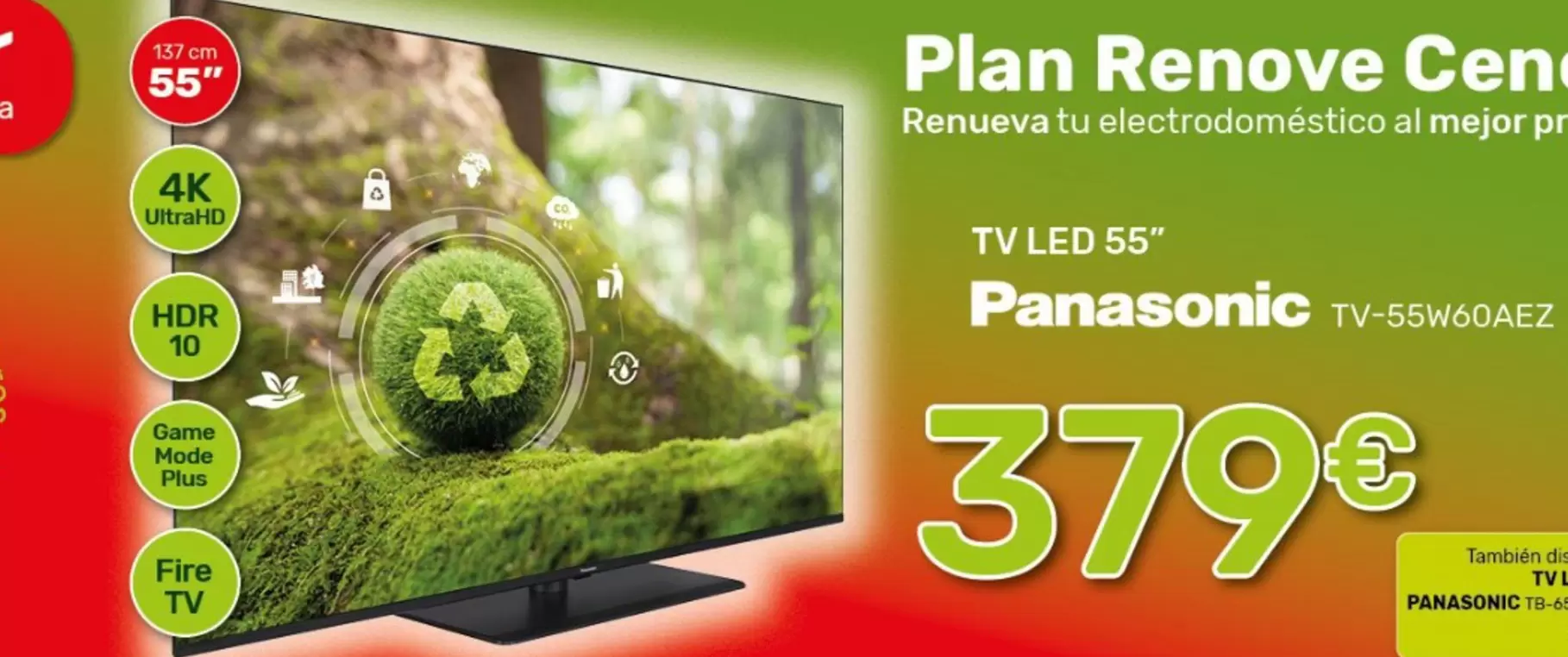 Oferta de Panasonic - Tv Led 55" V-55W60AEZ por 379€ en Cenor