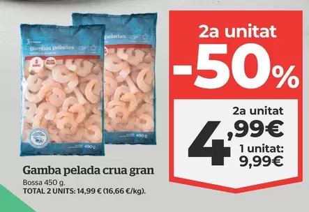 Oferta de Total - Gamba Pelada Crua Gran por 9,99€ en La Sirena