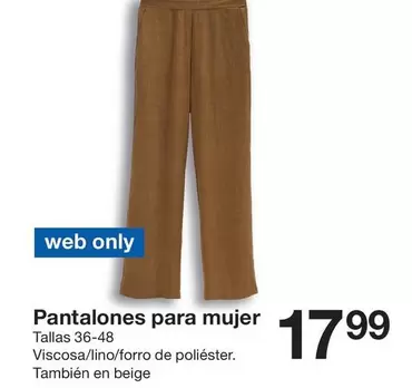 Oferta de Only - Pantalones Para Mujer por 17,99€ en ZEEMAN