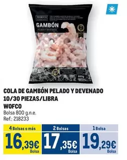 Oferta de Wofco - Cola De Gambon Pelado Y Devenado 10/30 Piezas/libra por 19,29€ en Makro