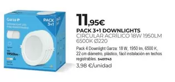 Oferta de Garza - Downlights Circular Acrílico 18W 1950LM 6500K Ø220 por 11,95€ en BigMat