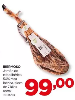 Oferta de Ibermoso - Jamón De Cebo Ibérico 50% Raza Ibérica por 99€ en Alimerka