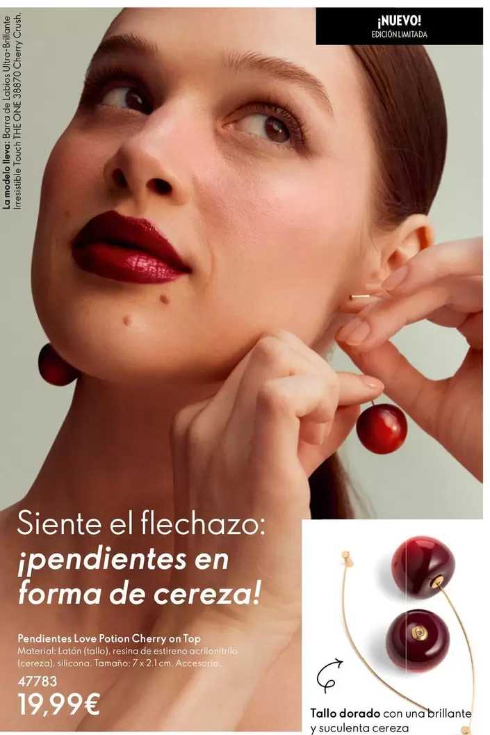 Oferta de Pendientes Love Potion Cherry On Top por 19,99€ en Oriflame