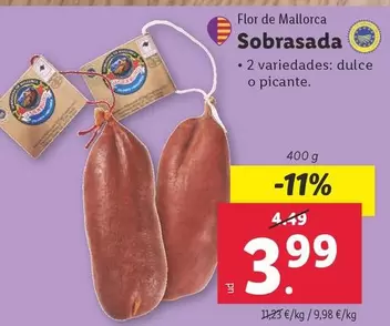 Oferta de Flor -  De Mallorca Sobrasada por 3,99€ en Lidl