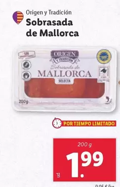 Oferta de Origen - Sobrasada de Mallorca por 1,99€ en Lidl