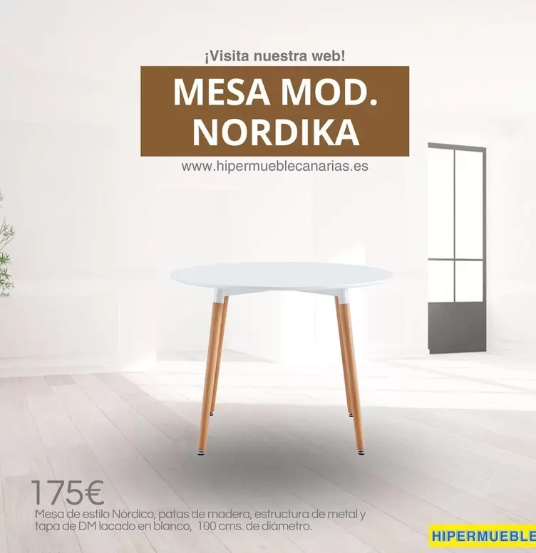 Oferta de Blanco - Mesa De Essuili Nordico por 175€ en HiperMueble Canarias