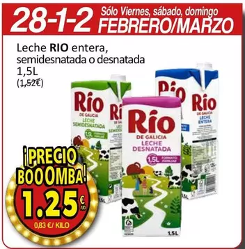 Oferta de Domingo - Leche Entera, Semidesnatada O Desnatada por 1,25€ en SPAR