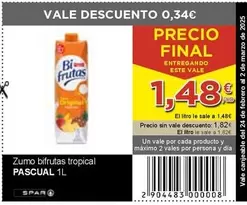 Oferta de Zumo Bifrutas Tropical por 1,48€ en SPAR