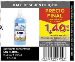 Oferta de San - Suavizante Concentrado por 1,4€ en SPAR