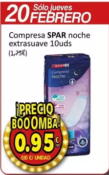 Oferta de Spar - Compresa Noche Extrasuave por 0,95€ en SPAR