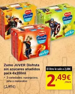 Oferta de Juver - Zumo Disfruta Sin Azucares Anadidos por 2,49€ en SPAR