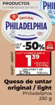 Oferta de Philadelphia - Queso De Untar Original / Light por 2,78€ en Dia