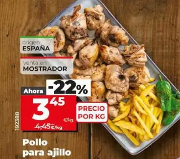 Oferta de Pollo Para Ajillo por 3,45€ en Dia